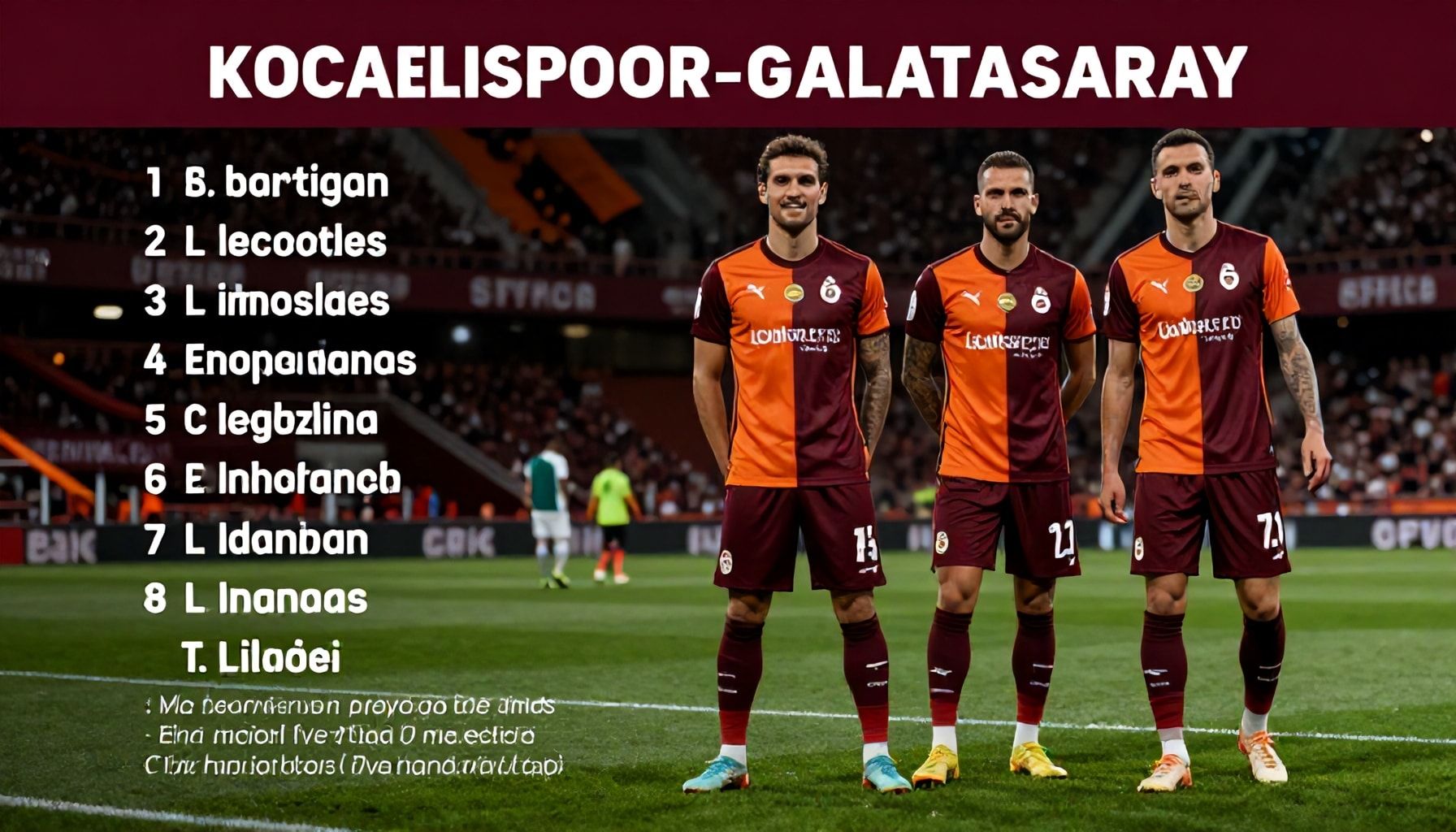 Kocaelispor-Galatasaray maç kadrosu: Takımların en önemli oyuncuları ve taktikler