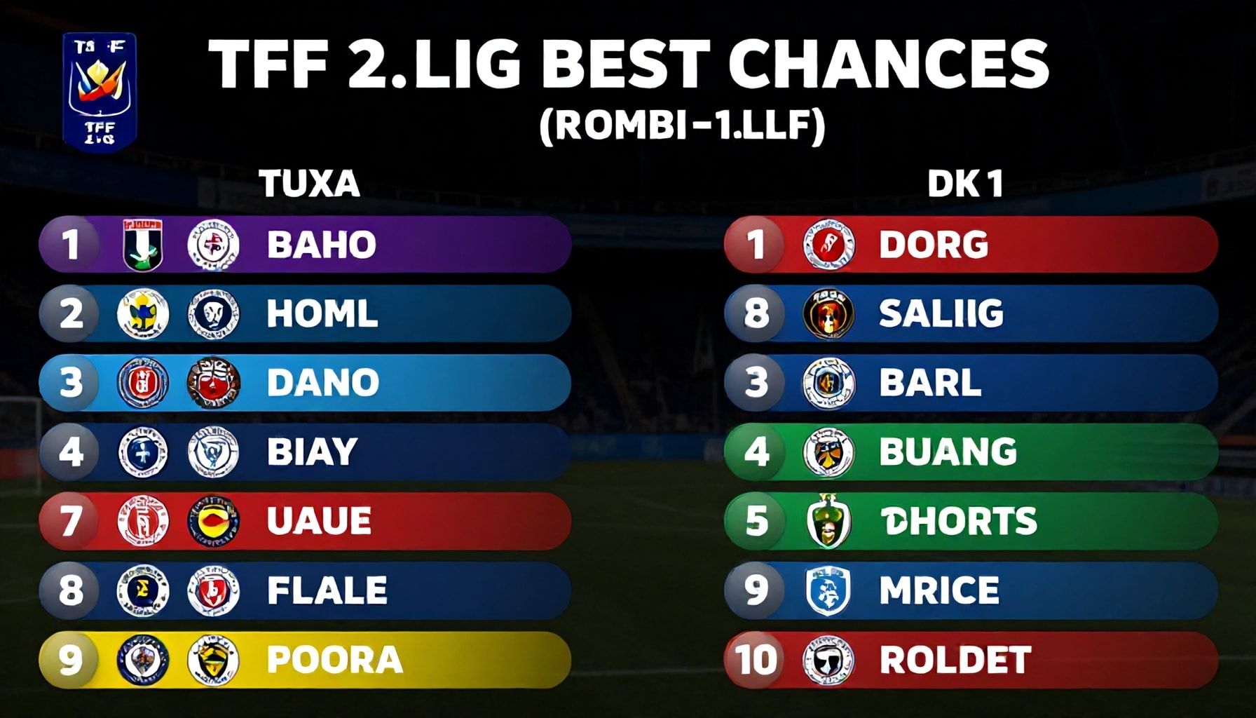 TFF 2. Lig'de Hangi Takımlar En Büyük Şanslara Sahip?*