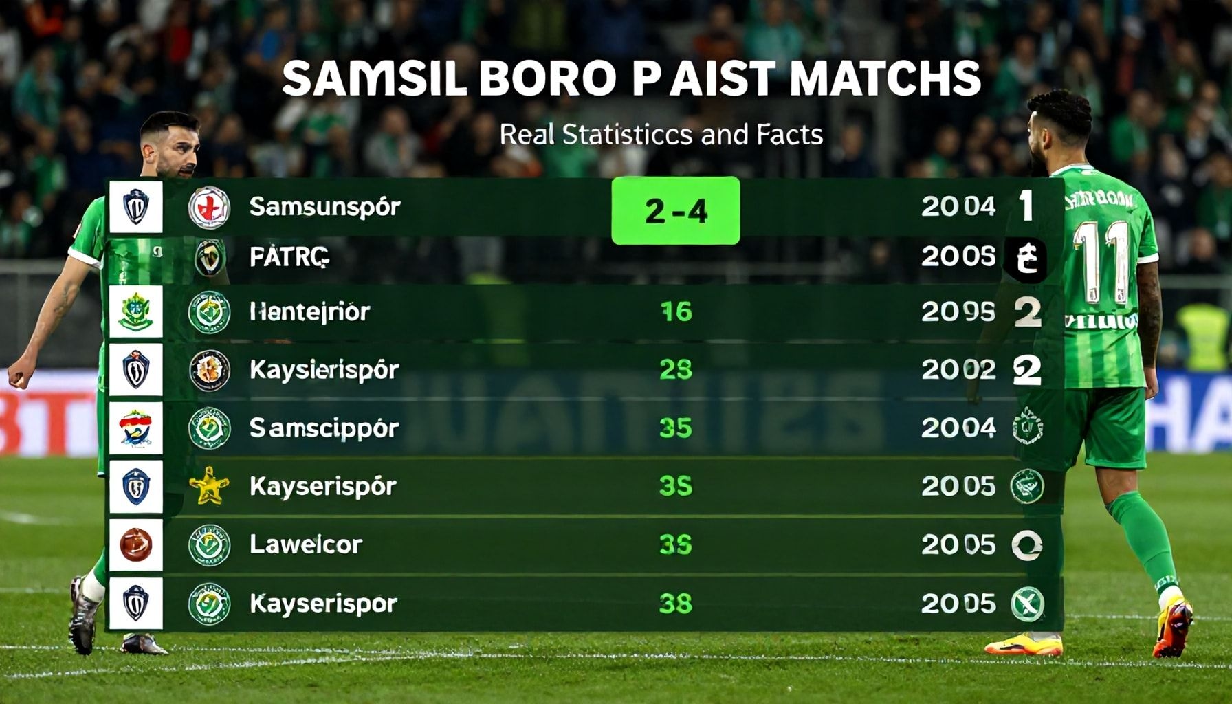 Samsunspor ve Kayserispor'un Geçmiş Maçları: Gerçek İstatistikler ve Gerçekler*