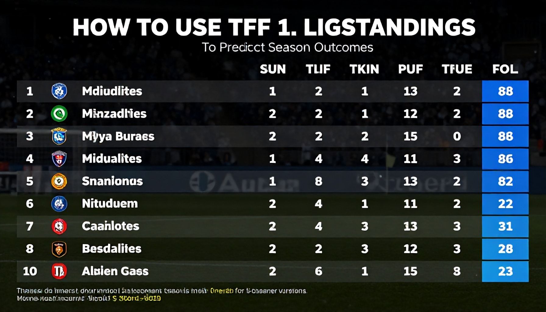 How to Use TFF 1. Lig Standings to Predict Season Outcomes*