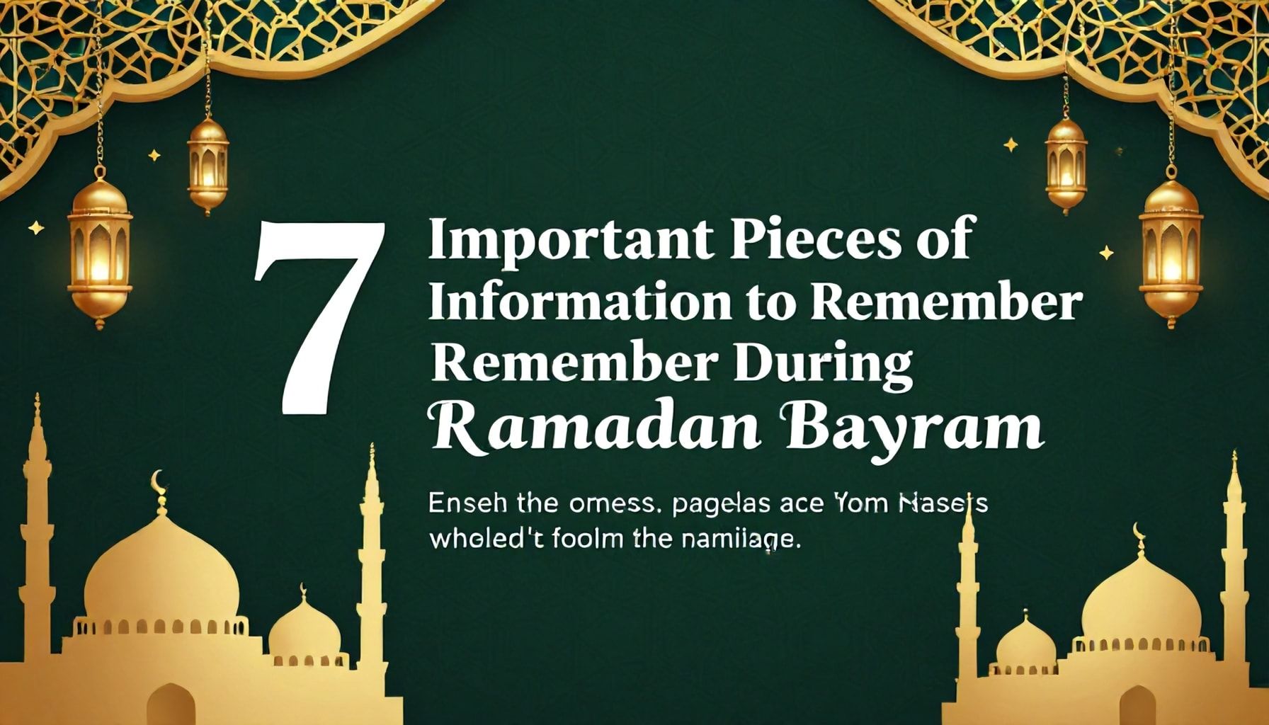 Ramazan Bayramı'da Unutulmayan 7 Adet Önemli Bilgi*