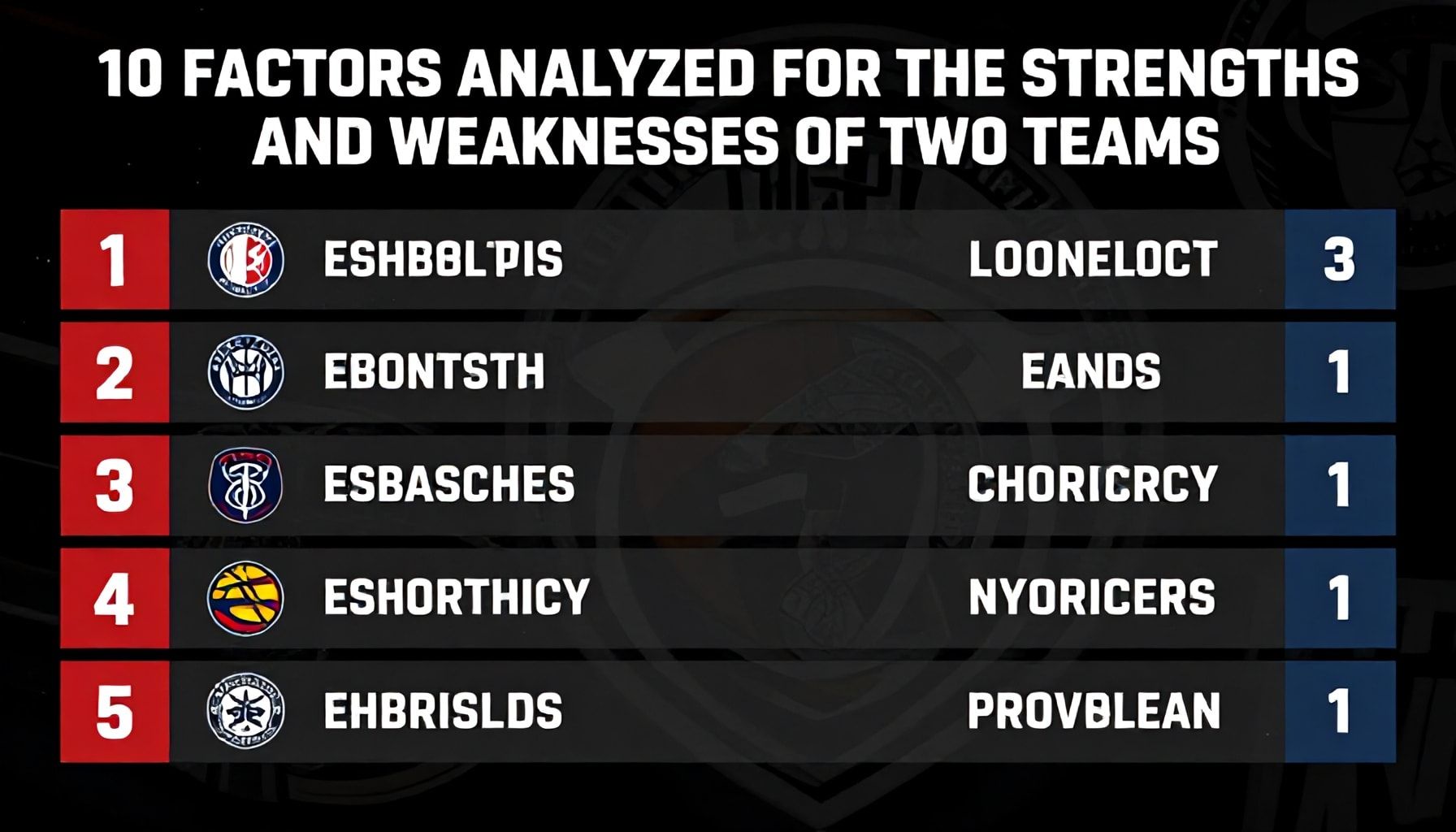 10 Faktörle Analiz Edilen İki Takımın Güçlü ve Zayıf Yönleri*