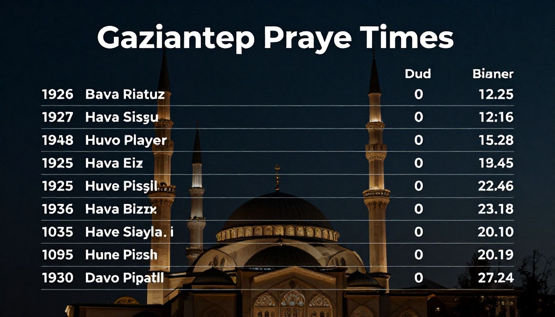 Güncel Gaziantep Namaz Vakitleri: Doğru Zamanları 1 Dakikada Bulun*