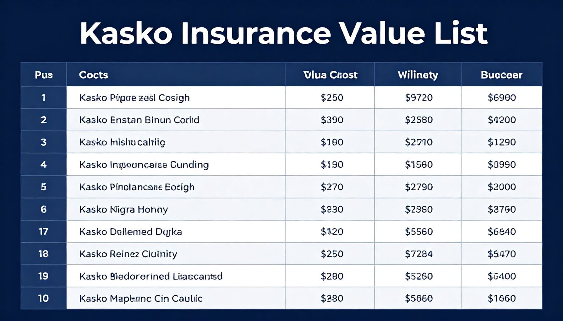 Kasko Sigortası Değer Listesi: Gerçek Masrafları ve Gizli Fiyatları Açıkla*