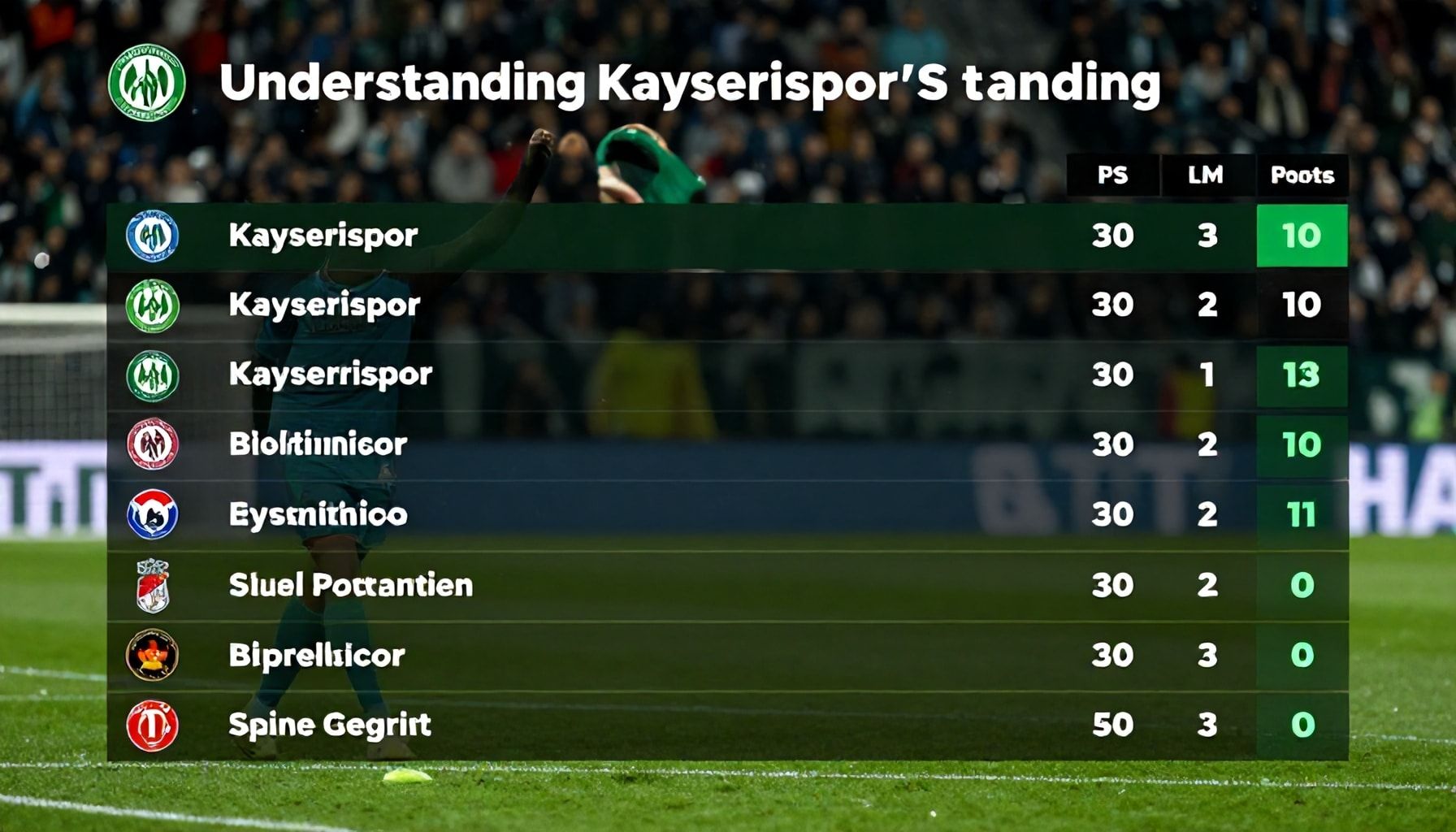 Kayserispor'un Puan Durumlarını Anlamak: Takımın Başarı Anahtarı*