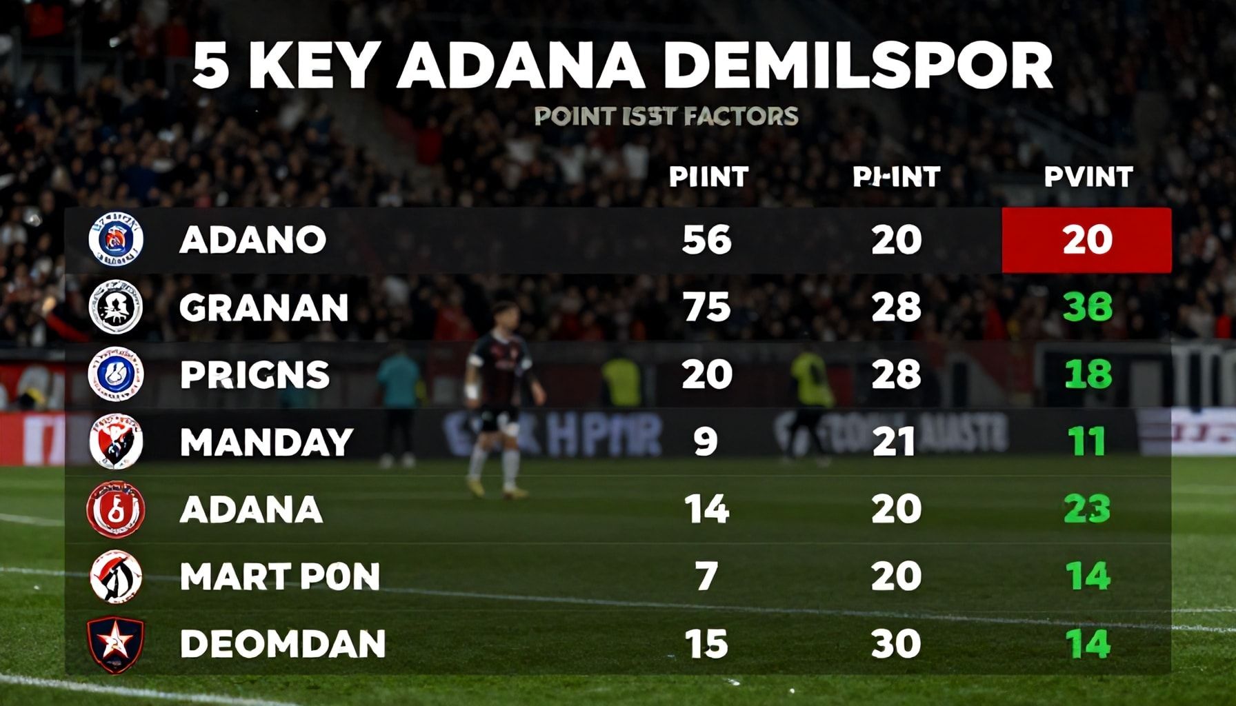 Adana Demirspor'un Puan Durumu Nasıl Değişiyor? 5 Ana Etken*